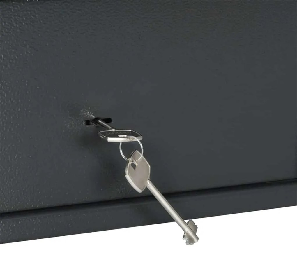 Cofre com Fechadura de Chave Cinza Escuro 20x31x20 cm Aço