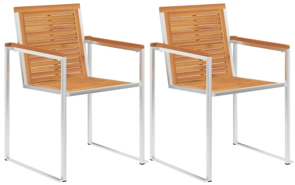 Cadeiras de jardim com almofadões 2 pcs acácia maciça e aço