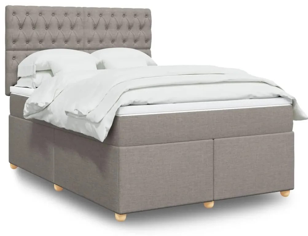 Cama com molas/colchão 140x200 cm tecido castanho-acinzentado