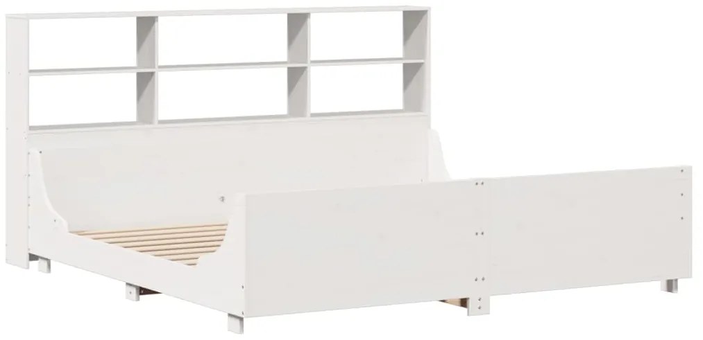 Cama com estante sem colchão 180x200 cm madeira maciça branco