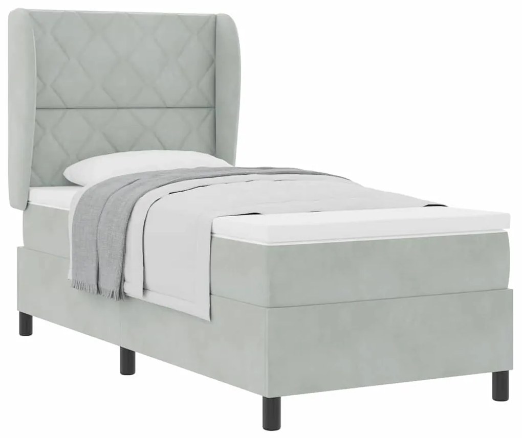 Cama com Estrado e Colchão Cinza Claro 90x190 cm - Estilo e conforto e