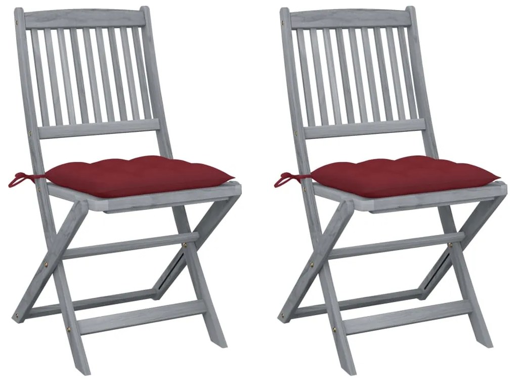 vidaXL Cadeiras exterior dobráveis c/ almofadões 2 pcs acácia maciça