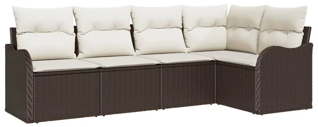 Conjunto de Sofá de Jardim vidaXL 5 Peças com Almofadas Castanho Ratta