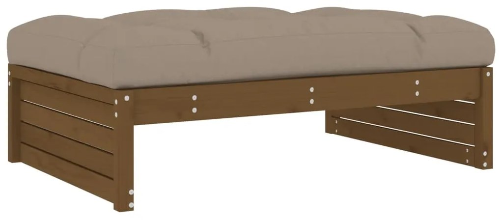 2pcs conj. lounge jardim+almofadões madeira maciça castanho-mel