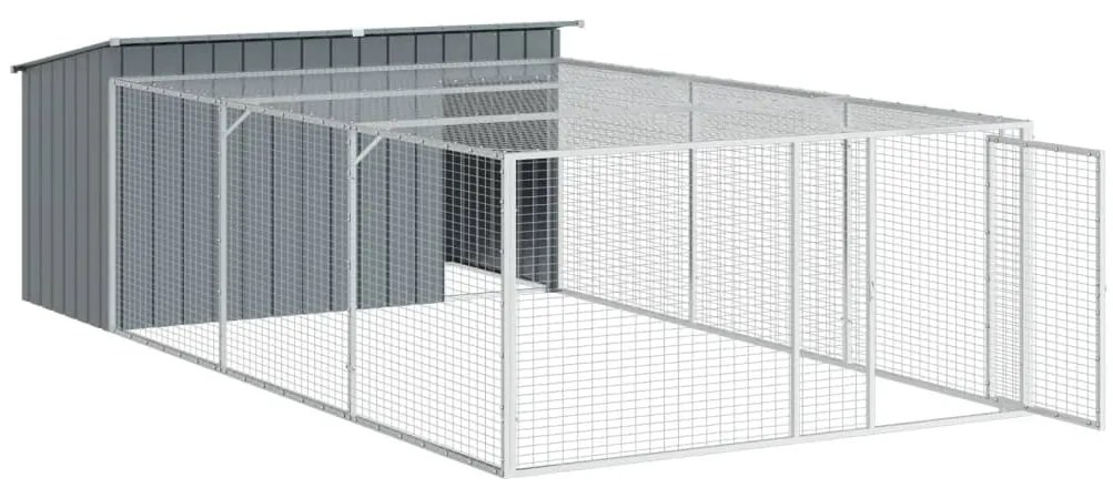 Casota p/ cães c/ parque 197x396x110 cm aço galvaniz. antracite