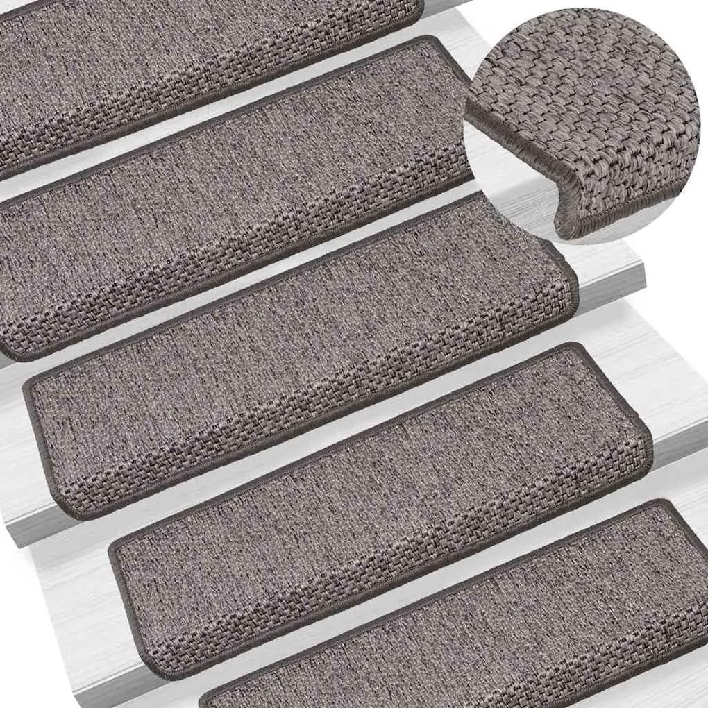 Tapetes escada adesivos aspeto sisal 30pcs 65x21x4 cinza e bege