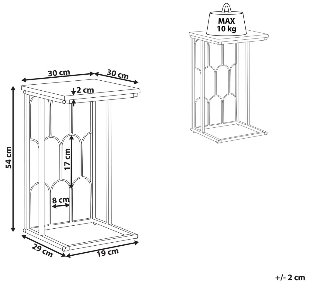 Mesa de apoio com efeito mármore em estrutura dourada PANDALE Beliani