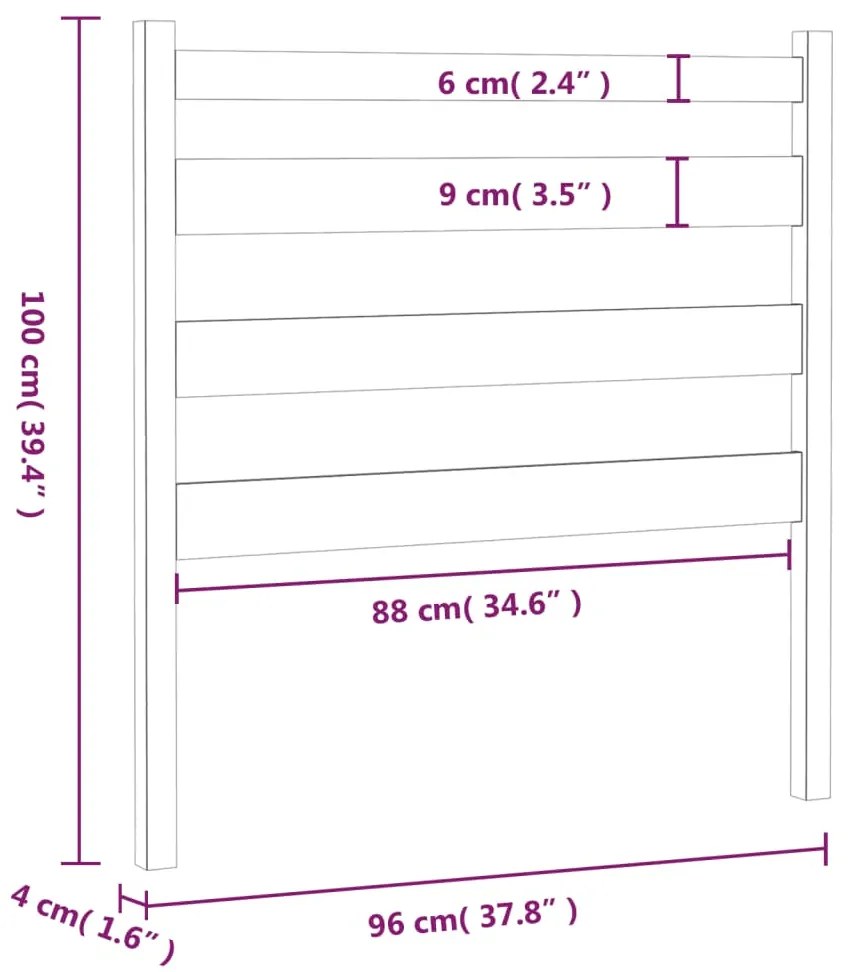 Cabeceira de cama 96x4x100 cm pinho maciço