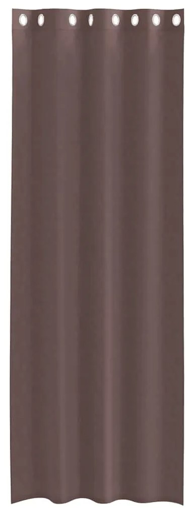 Cortinas de voile com ilhós 2 pcs castanho 140x300 cm