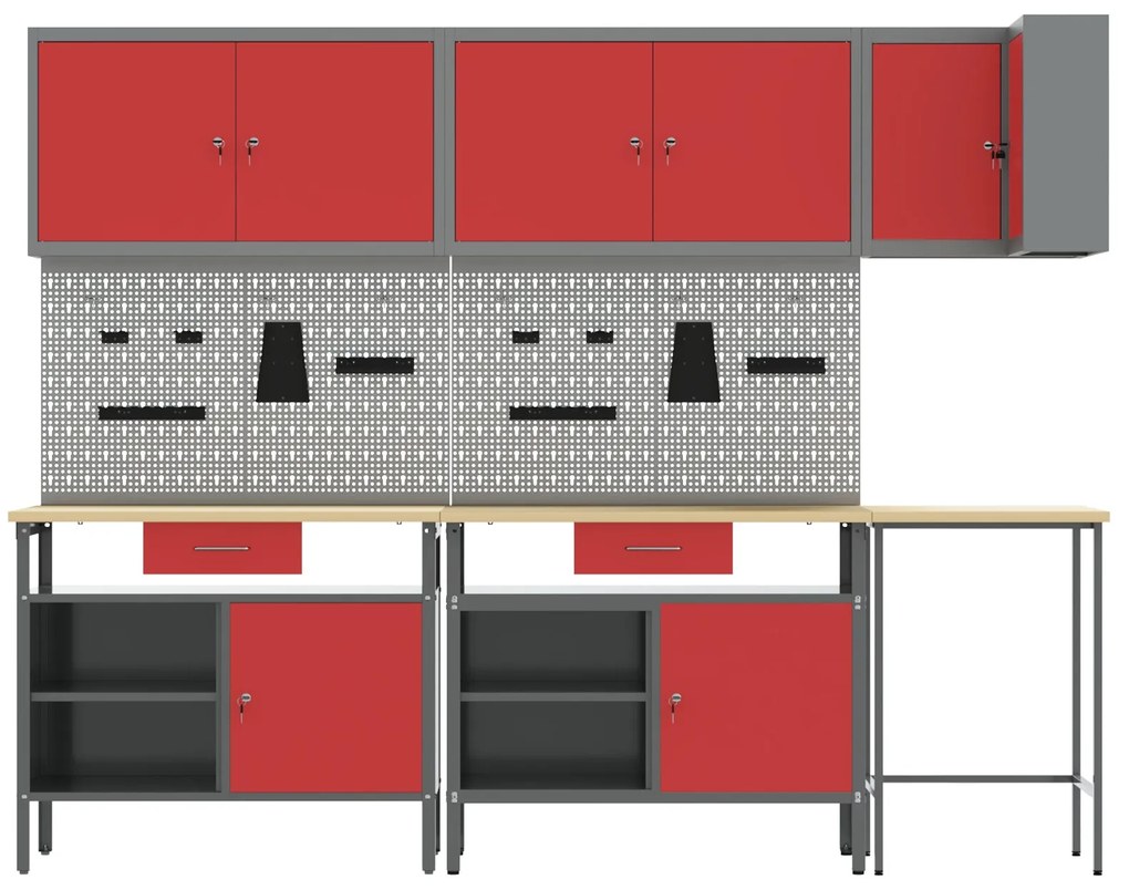 Conjunto de Mesa para Guardar Ferramentas de 10 Peças vidaXL Vermelho