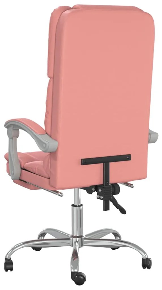 Cadeira escritório massagens reclinável couro artificial rosa