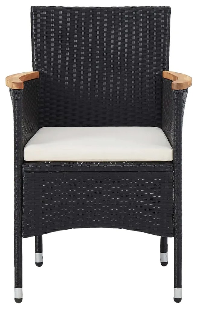 3 pcs conjunto de jantar para jardim preto
