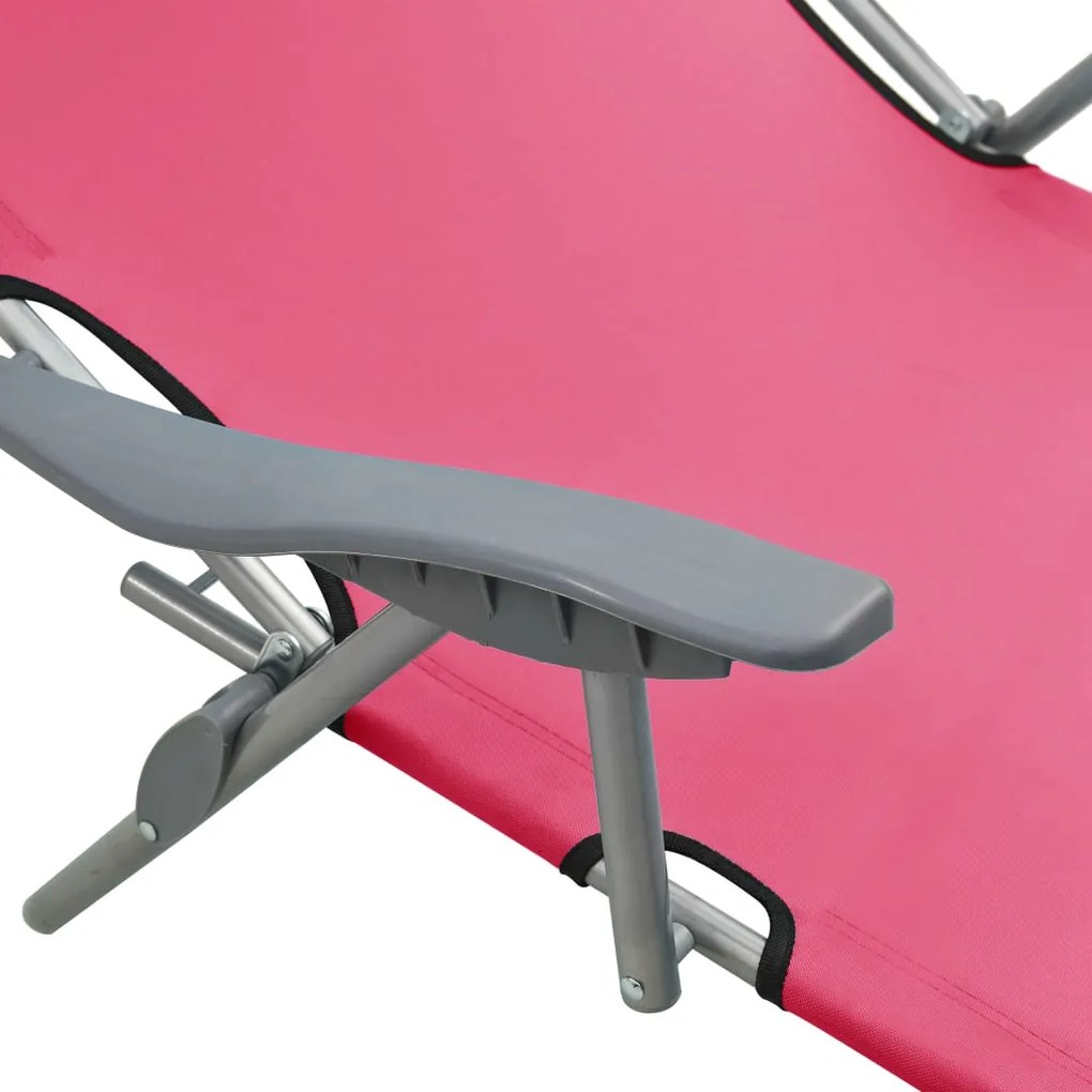Espreguiçadeira com toldo aço rosa