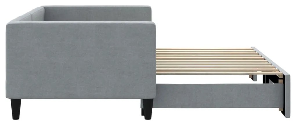 Sofá-cama com gavetão 90x190 cm tecido cinzento-claro