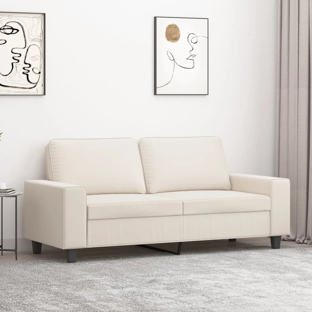 348986 vidaXL Sofá de 2 lugares 140 cm tecido de microfibra bege