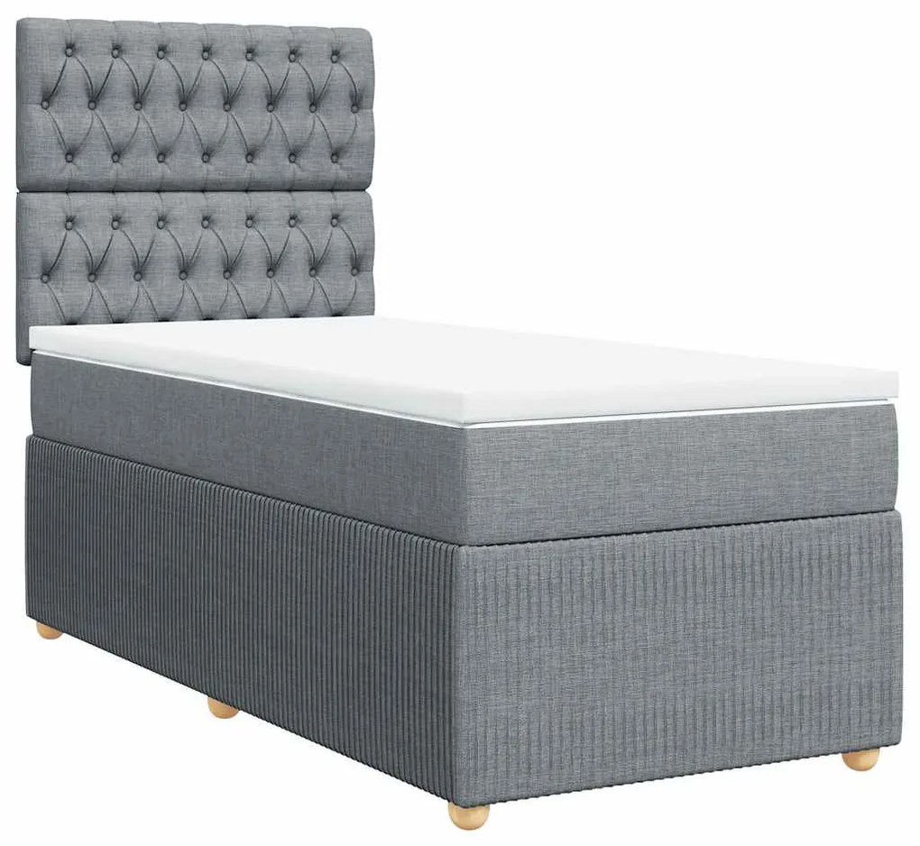 Cama com molas/colchão 80x200 cm tecido cinza-claro