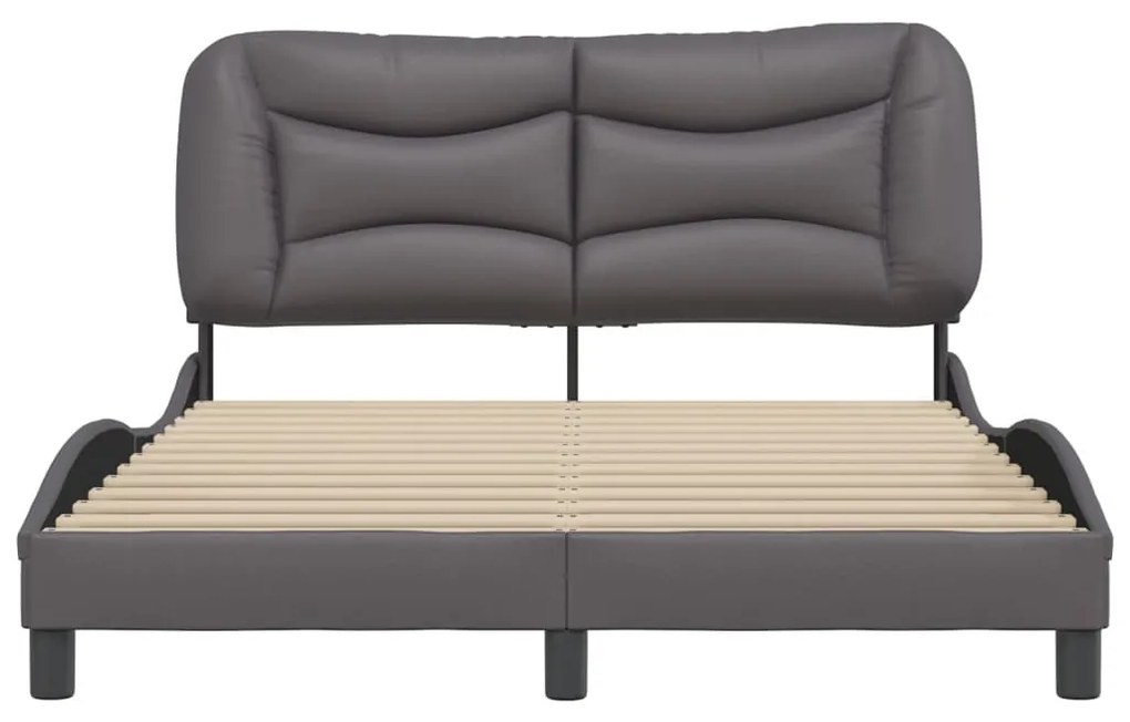 Estrutura cama c/ cabeceira 120x200cm couro artificial cinzento