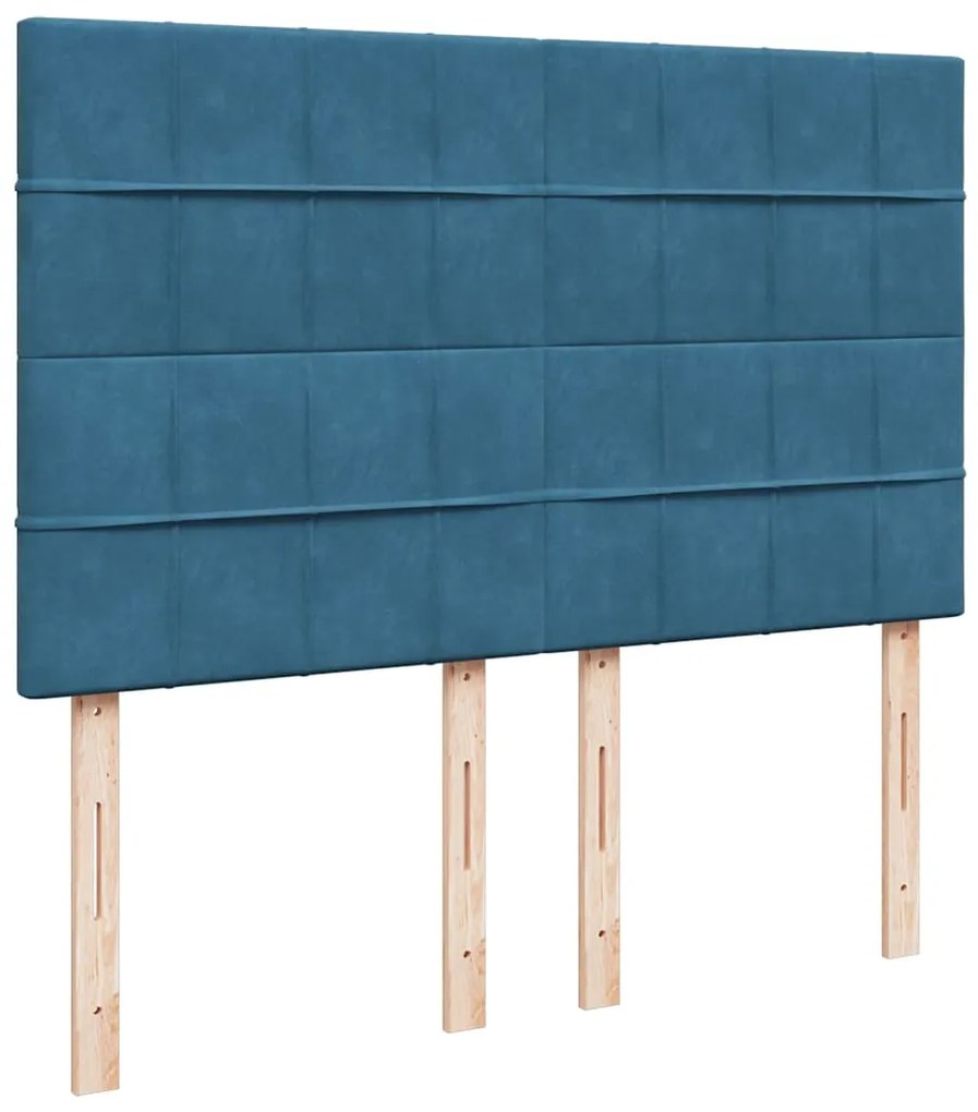 Cama boxspring com colchão 140x190 cm veludo azul