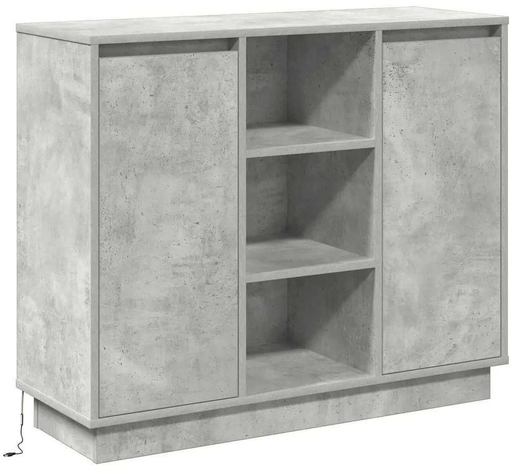 Buffet com LED Cinza Concreto 90x32x75 cm Madeira engenheirada