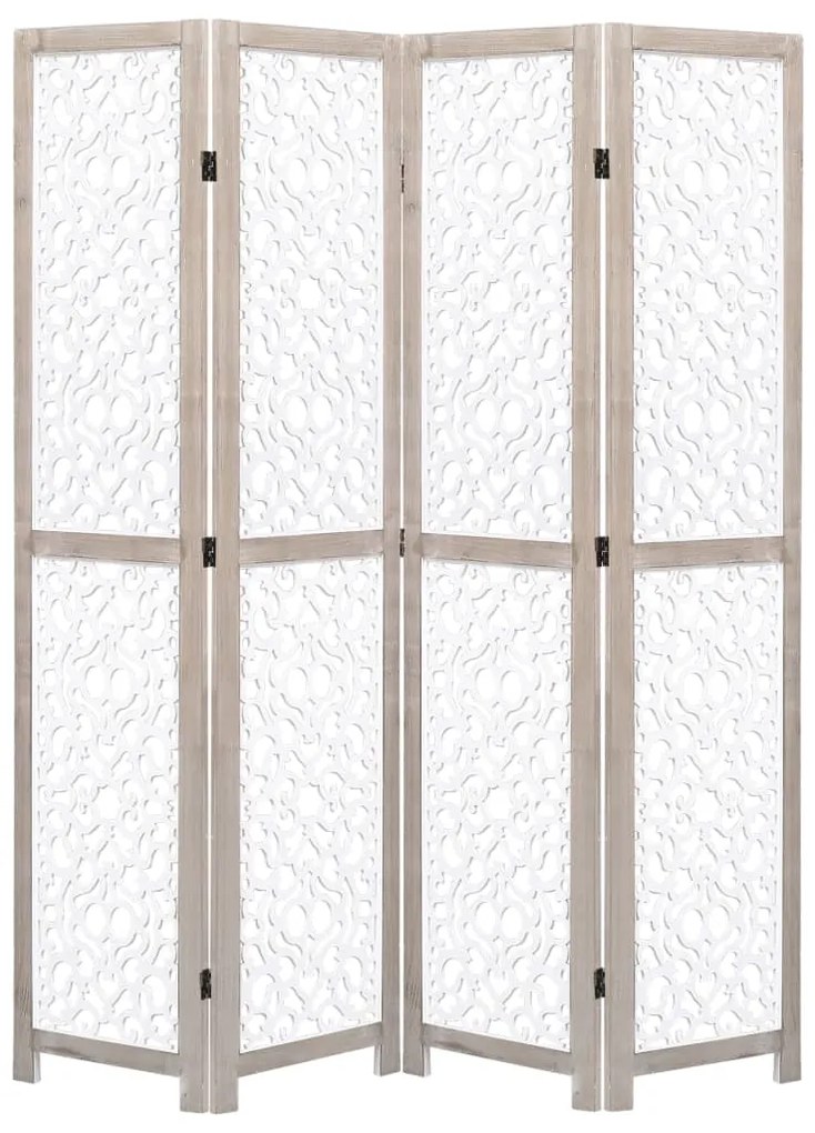 vidaXL Biombo com 4 painéis 140x165 cm madeira maciça branco
