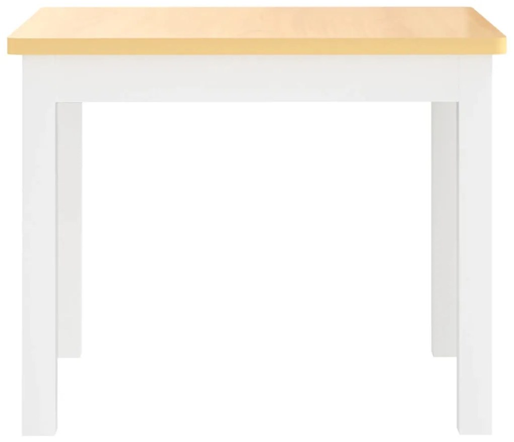 3 pcs conjunto mesa e cadeiras infantil MDF branco e bege