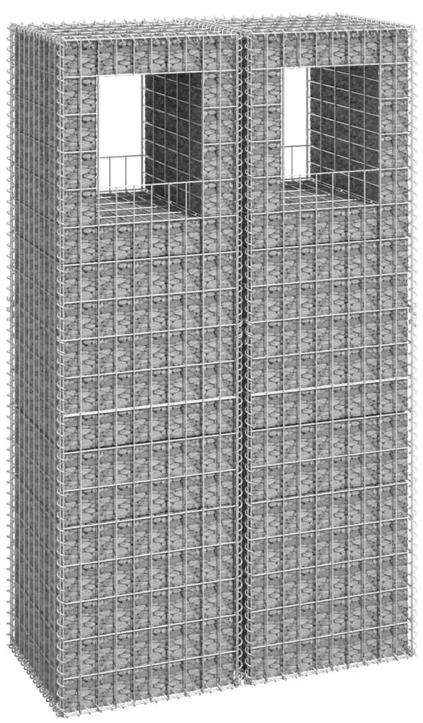 vidaXL Postes/cestos gabião 2 pcs 50x50x180 cm ferro