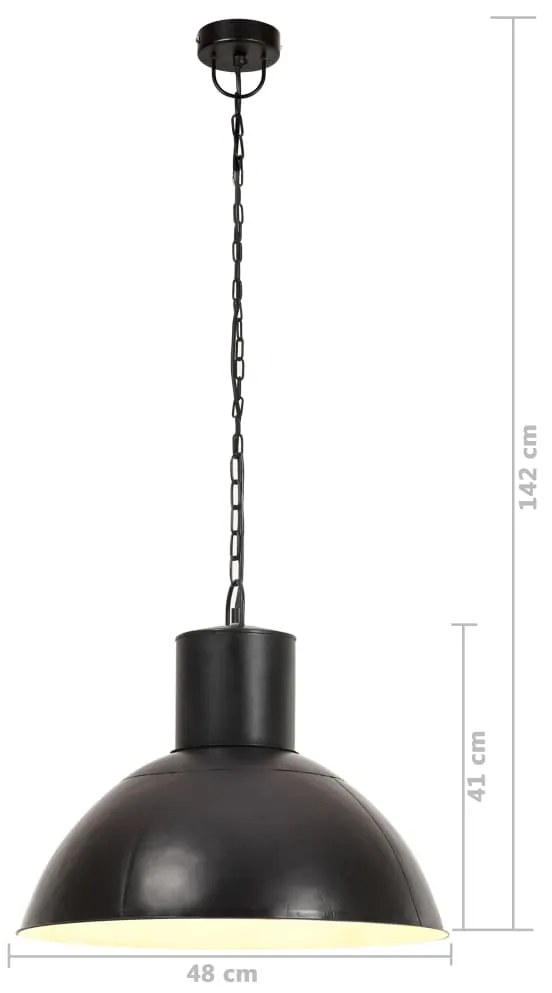 Candeeiro suspenso redondo 25 W 48 cm E27 preto