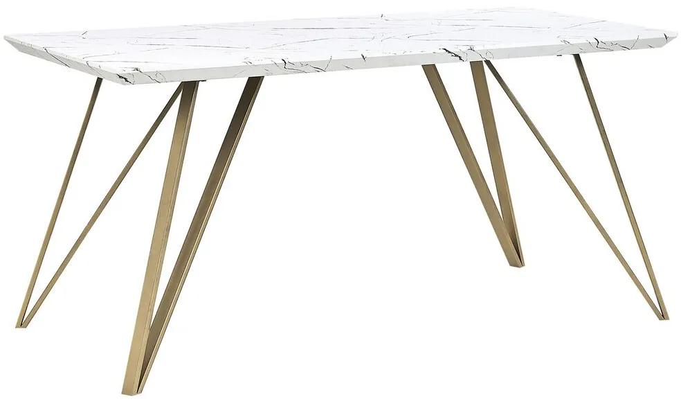 Mesa de jantar 150 x 80 cm efeito mármore branco com dourado MOLDEN Beliani