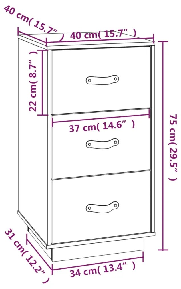 Mesas de cabeceira 2pcs 40x40x75 cm pinho maciço branco