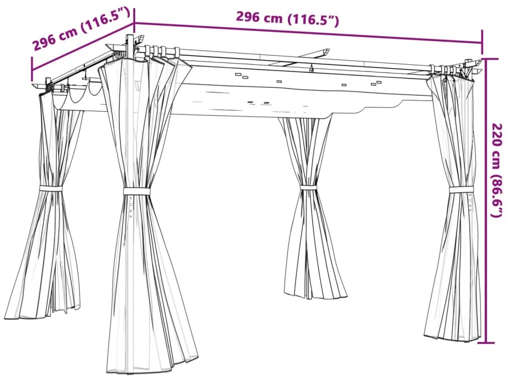 Gazebo com cortinas 3x3 m aço creme