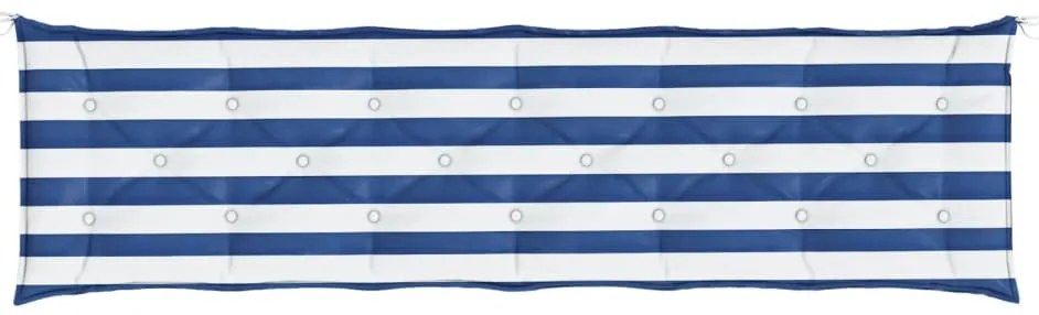 Almofadão p/ banco jardim 200x50x7 cm tecido riscas azul/branco