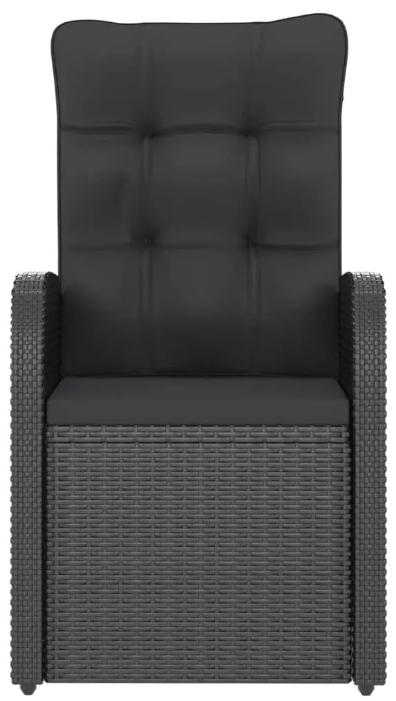 7 pcs conjunto jantar exterior com almofadões vime PE preto