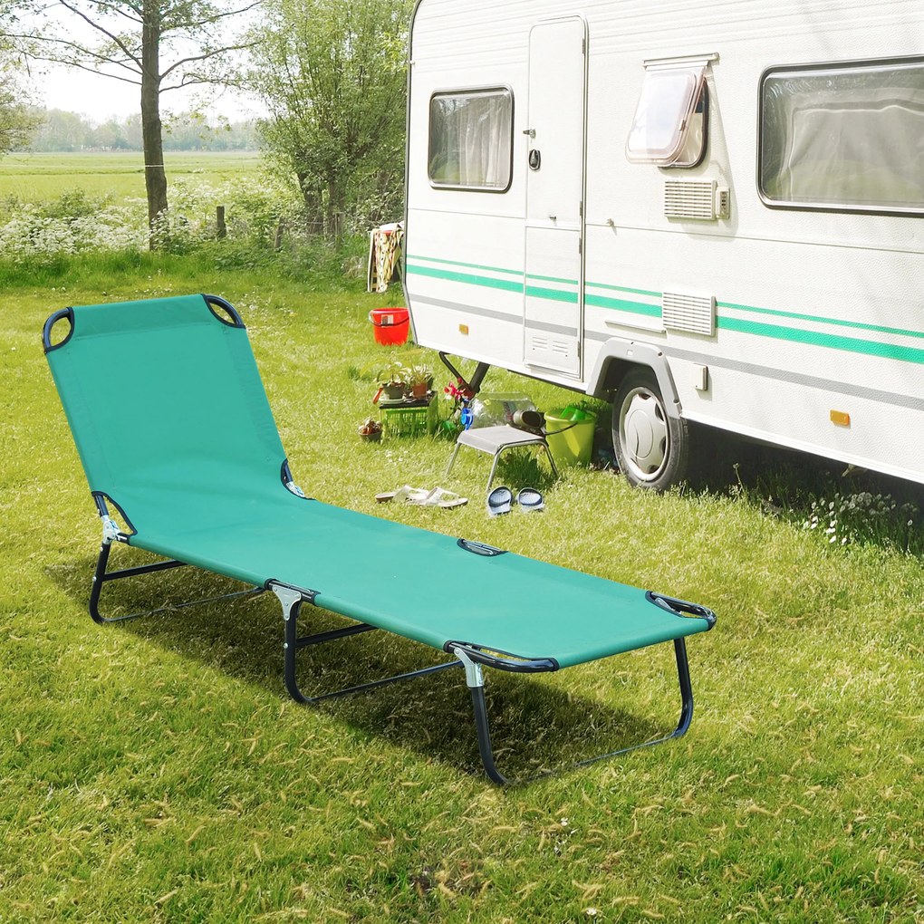 Espreguiçadeira dobrável e reclinável em tecido Oxford para praia, campismo e piscina, 188 x 56 x 28 cm, verde