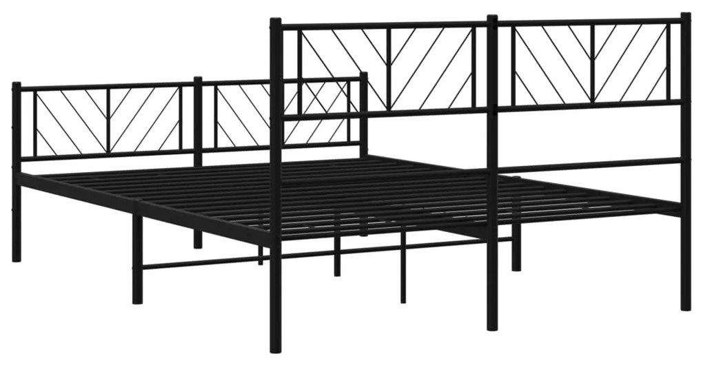 Estrutura de cama com cabeceira e pés 140x190 cm metal preto