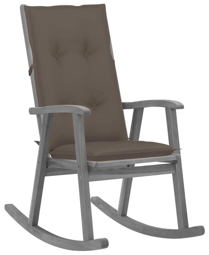 3064232 vidaXL Cadeira de baloiço com almofadões acácia maciça cinzento