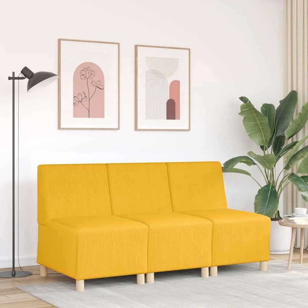 Poltrona 55 cm tecido corduroy amarelo-claro