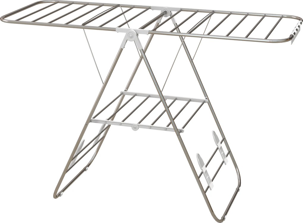 Secador de roupa com pés dobráveis, com 2 níveis ajustáveis, 148 x 60,5 x 98 cm
