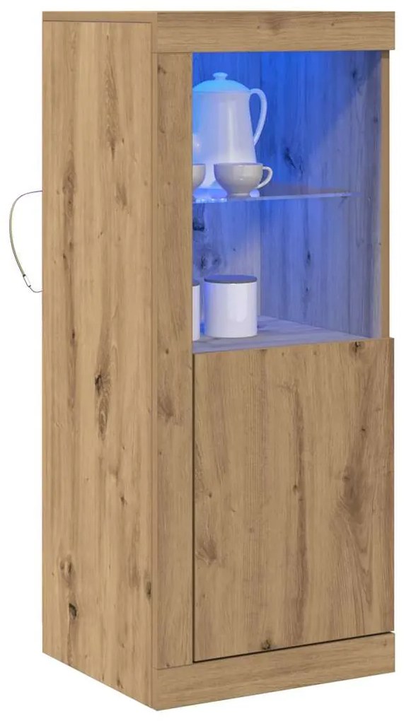 Sideboard vidaXL com Luzes LED Carvalho Artesanal 41x37x100 cm