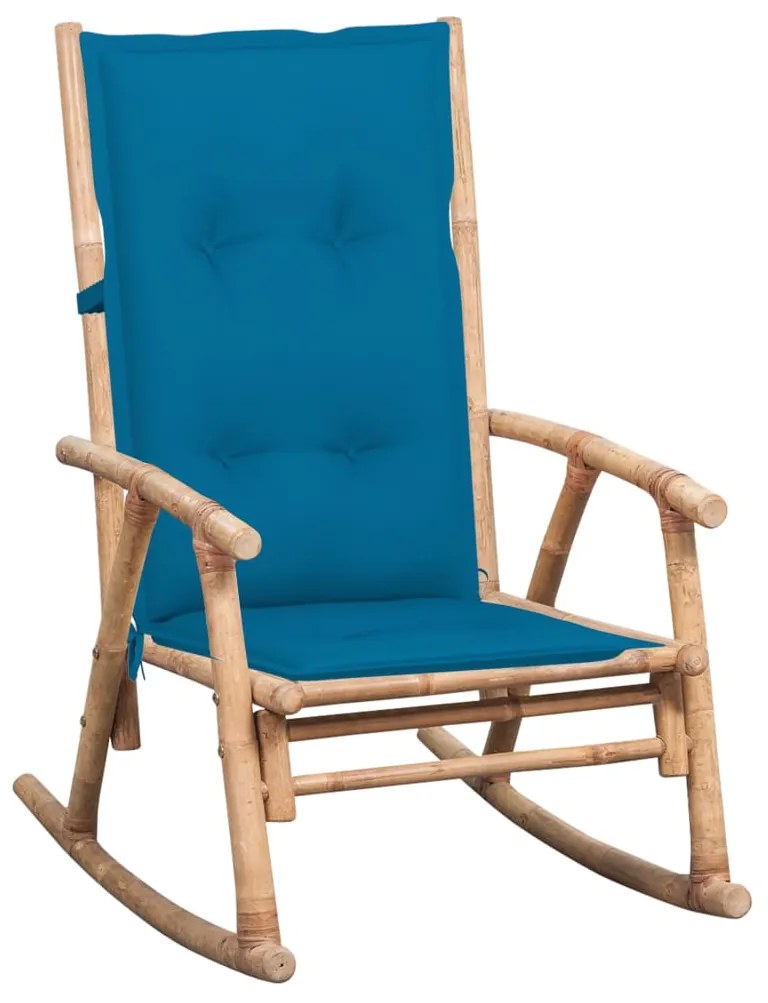 3063922 vidaXL Cadeira de baloiço com almofadão bambu