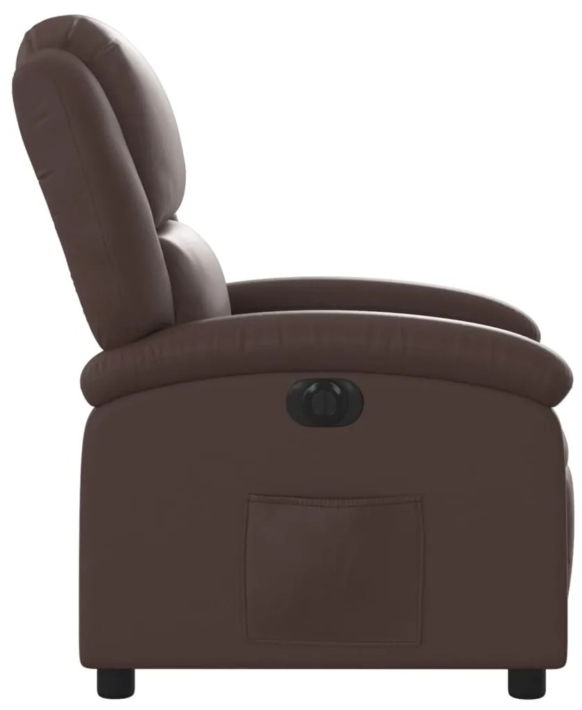 Poltrona reclinável elétrica couro artificial castanho