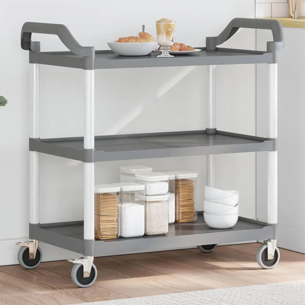 vidaXL Carrinho c/ 3 prateleiras 99x50x96 cm alumínio cinzento