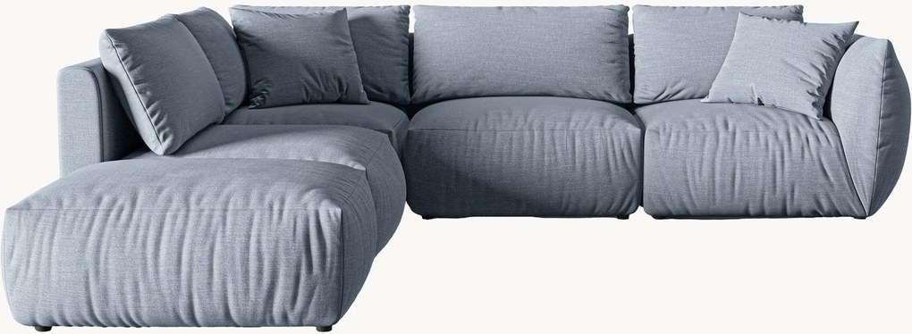 Sofá de canto modular em chenille Chris (4 lugares)