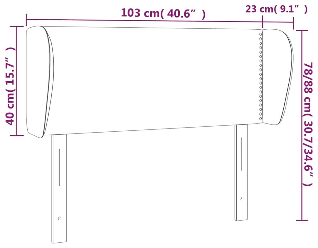 Cabeceira de cama c/ abas tecido 103x23x78/88 cm creme