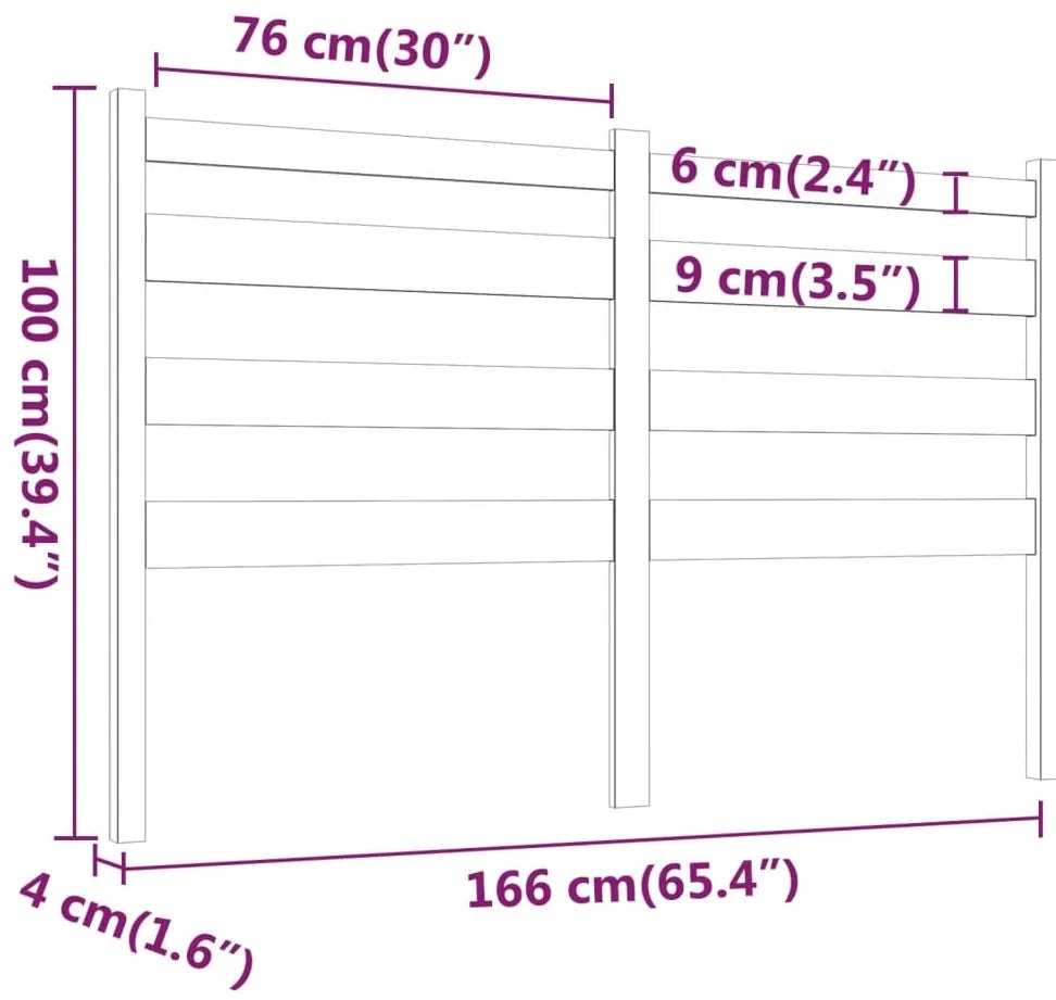 Cabeceira de cama 166x4x100 cm pinho maciço cinzento