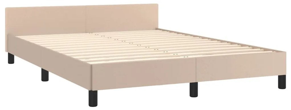 Estrutura cama cabeceira 140x200 cm couro artificial cappuccino