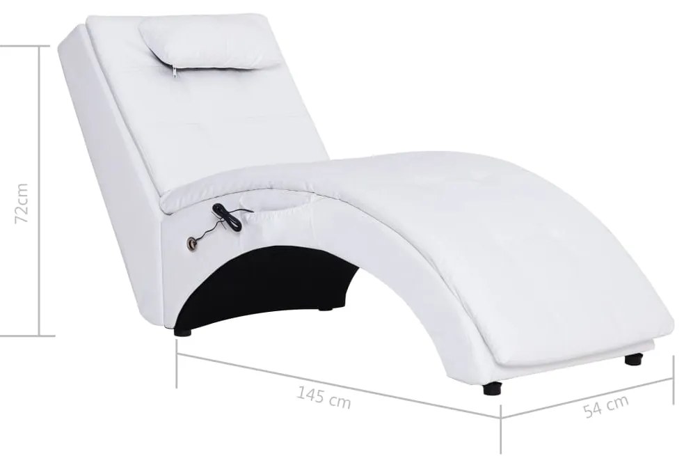 Chaise longue de massagem c/ almofada couro artificial branco