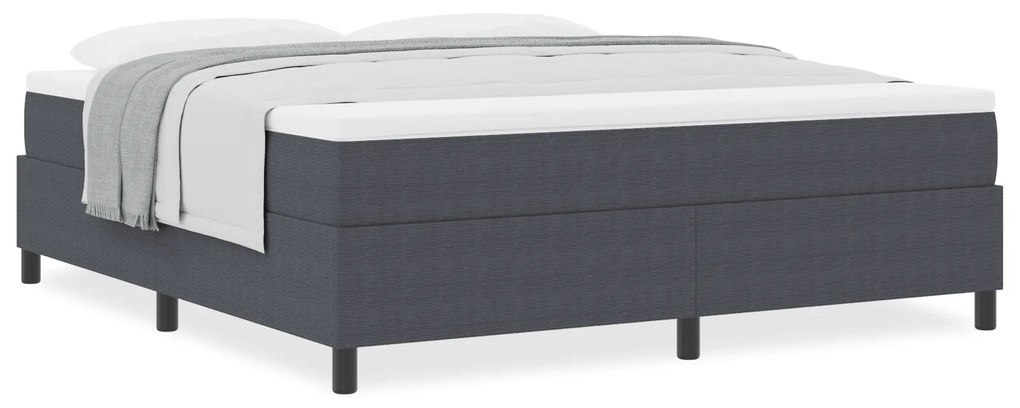 Cama Box com colchão cinza escuro, tamanho Super King, feita de tecido