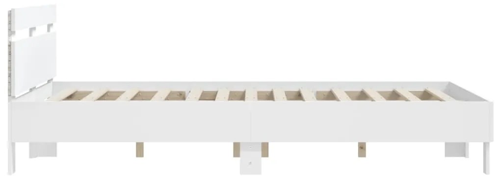 Estrutura de cama com cabeceira e luzes LED 140x190 cm branco