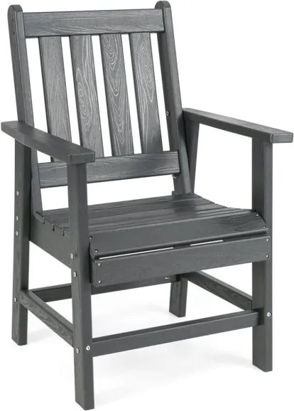 Cadeira de jantar de jardim Plástico com braços largos, assento e encosto em ripas para salão Gazebo 61 x 61,5 x 95 cm Cinza