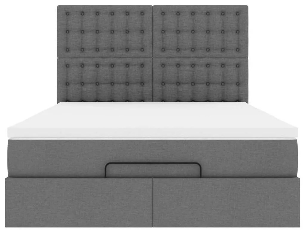 Estrutura cama otomana colchão 140x200cm tecido cinzento escuro